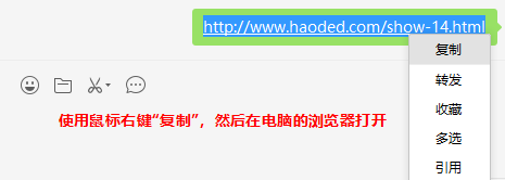 微信聊天窗口复制网页链接